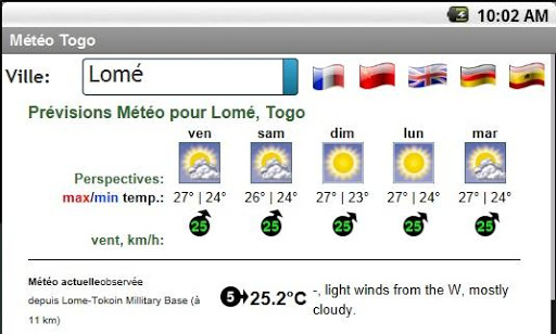 Android application Météo Togo screenshort