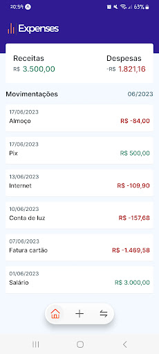 Android application Expenses: Finanças Pessoais screenshort