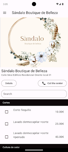 Android application Sándalo Boutique de Belleza screenshort