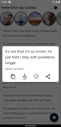 Never Give Up Quote and Saying Screen 2