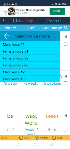 English Irregular Verbs Screen 2