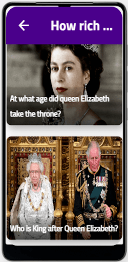 Android application How rich is Queen Elizabeth؟ screenshort