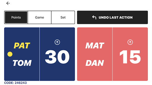 PadelScoreBoard Screen 3