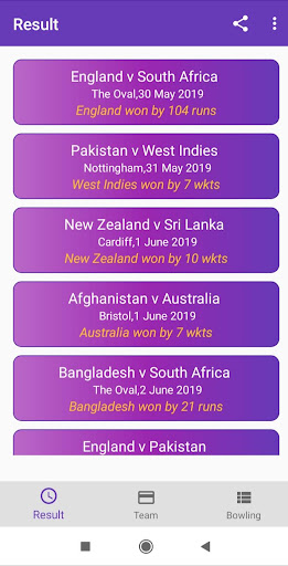 World Cup 2019 Record Result Screenshot 1 - AppWisp.com