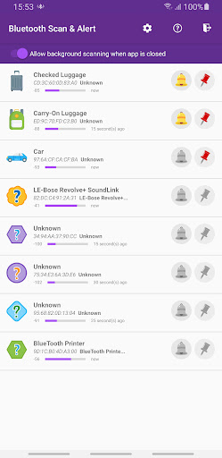 Android application Bluetooth Scan & Alert screenshort