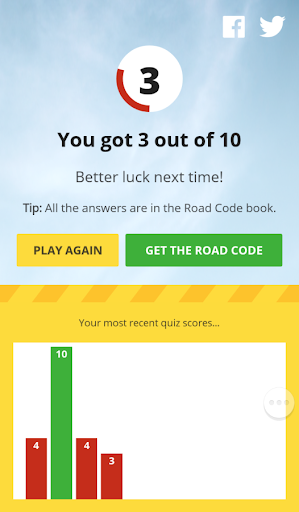 AA Road Code Quiz Screen 3