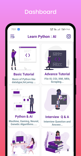 Android application Learn Python And AI screenshort