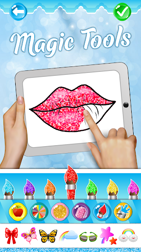 Glitter Lips with Makeup Brush Set coloring Game 2.2 APK screenshots 1