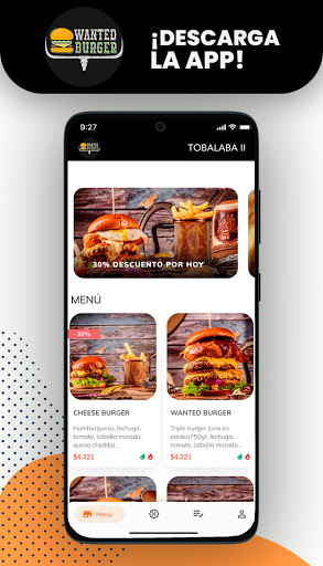 Android application Wanted Burger screenshort