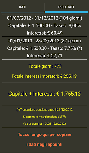 Calcolo interessi di mora Screen 3
