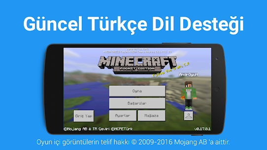 Türkçe Dil: Minecraft PE Unlocked Apk 1