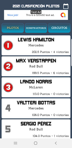 FORMULA Results & Standings Screen 2