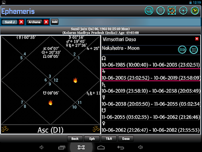Ephemeris, Astrology Software Screenshot