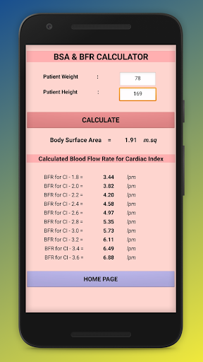 Perfusion Calculator Screen 2