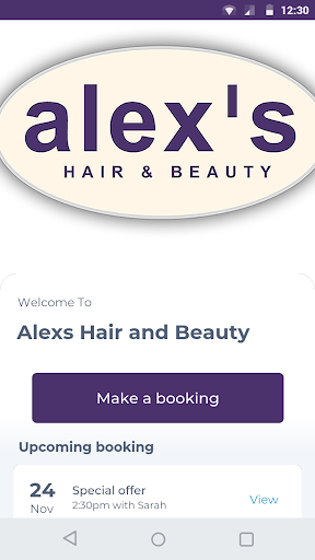 Android application Alexs Hair and Beauty screenshort