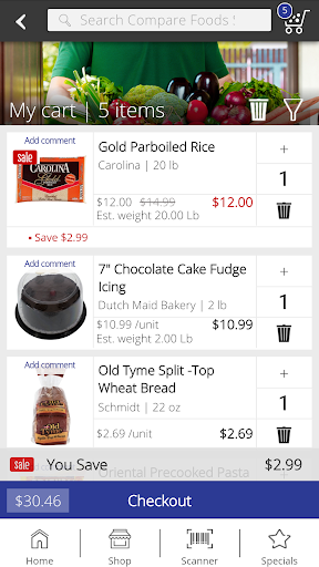 Screenshot of Compare Foods Spring Valley