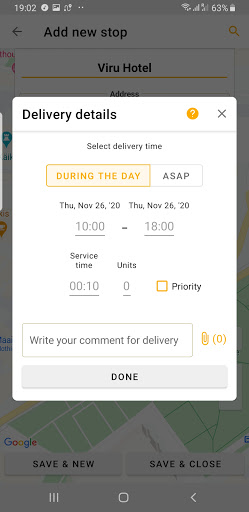 Route optimizer Screen 2