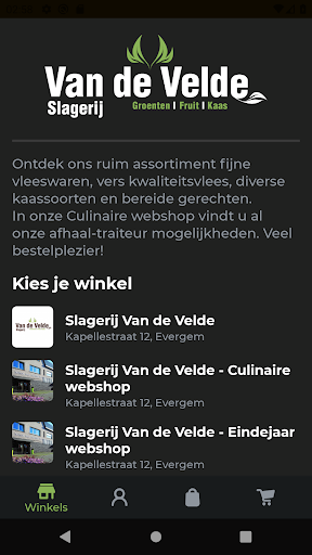 Android application Slagerij Van de Velde screenshort