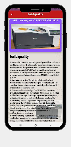 Android application HP Laserjet CP5225 guide screenshort