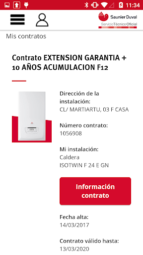 Android application Área Clientes Saunier Duval screenshort