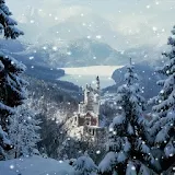 Beautiful castle in the snow icon
