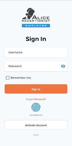 Android application ALICE Receptionist | Employee screenshort