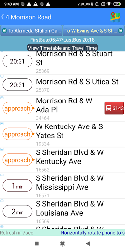 Denver RTD Bus Tracker Screen 3