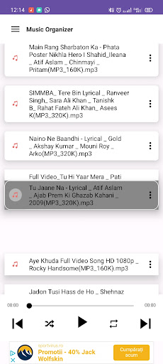 Android application Music Organizer screenshort