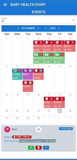 Baby Healt Diary Screen 3