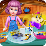 Doll Girl Kitchen Dish Washing icon