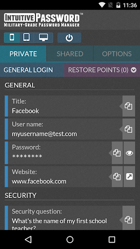Intuitive Password® Screen 3