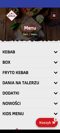 Android application Bafra Kebab Kraśnik screenshort