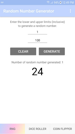 Random Number Generator Screen 3