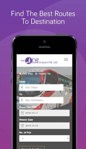 Android application The One Travel Bus Ticket screenshort