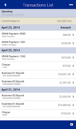 Screenshot of RBC Express Business Banking
