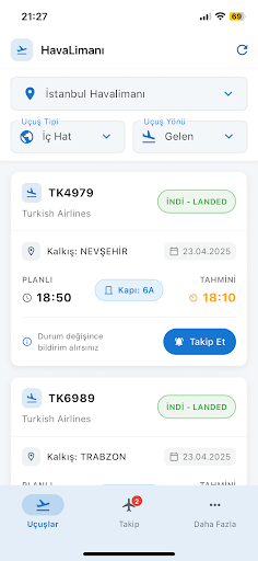 HavaLimanı - Uçuş Takibi Screenshot 1 - AppWisp.com