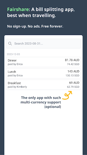 Android application Fairshare – Split group bills screenshort