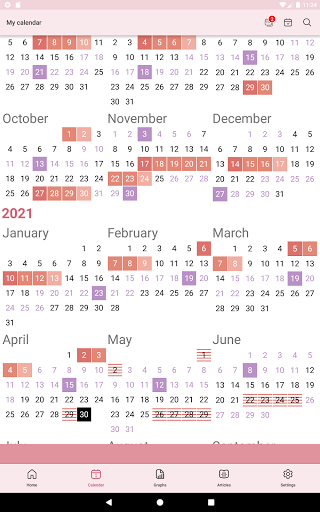 Screenshot of WomanLog Period Calendar