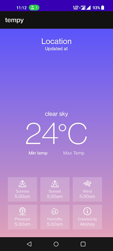 Android application tempy screenshort