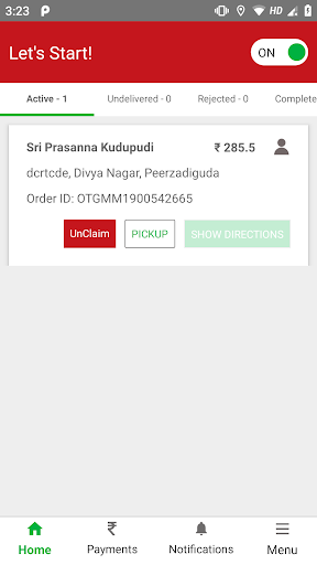 OHS Delivery App Screen 3