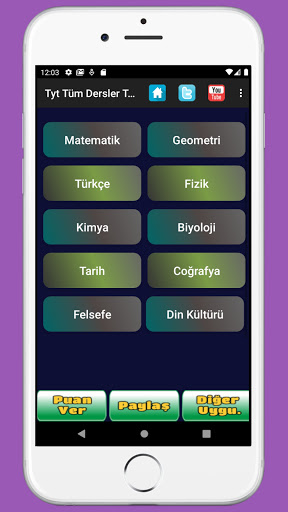 Android application Tyt Tüm Dersler Test Çöz screenshort