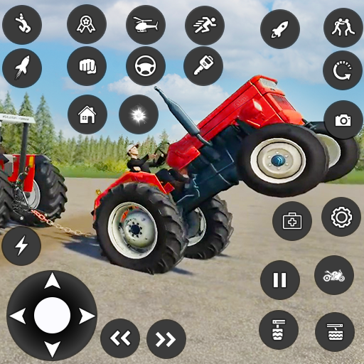 Village Farm Tractor Driving  Icon