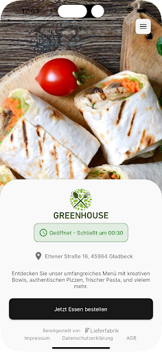 Android application Greenhouse Pizza & Bowl screenshort