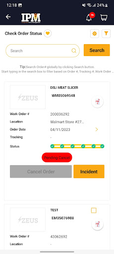 Integrated Parts Management Screen 3