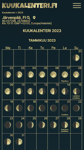 Kuukalenteri Screen 2