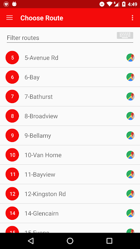 TTC Toronto Transit Live Screen 2