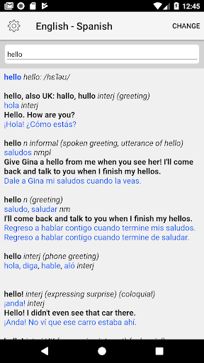 Android application Spanish-English Dictionary screenshort