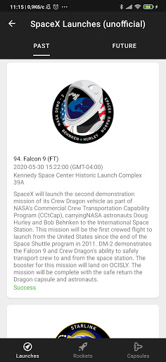 Android application Space Rocket Launches of Space screenshort