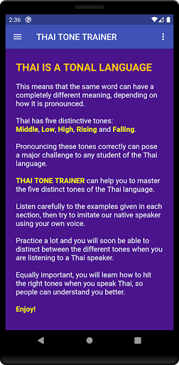 Thai Tone Trainer Screen 2