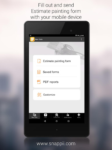 Android application Estimate Painting Form App screenshort